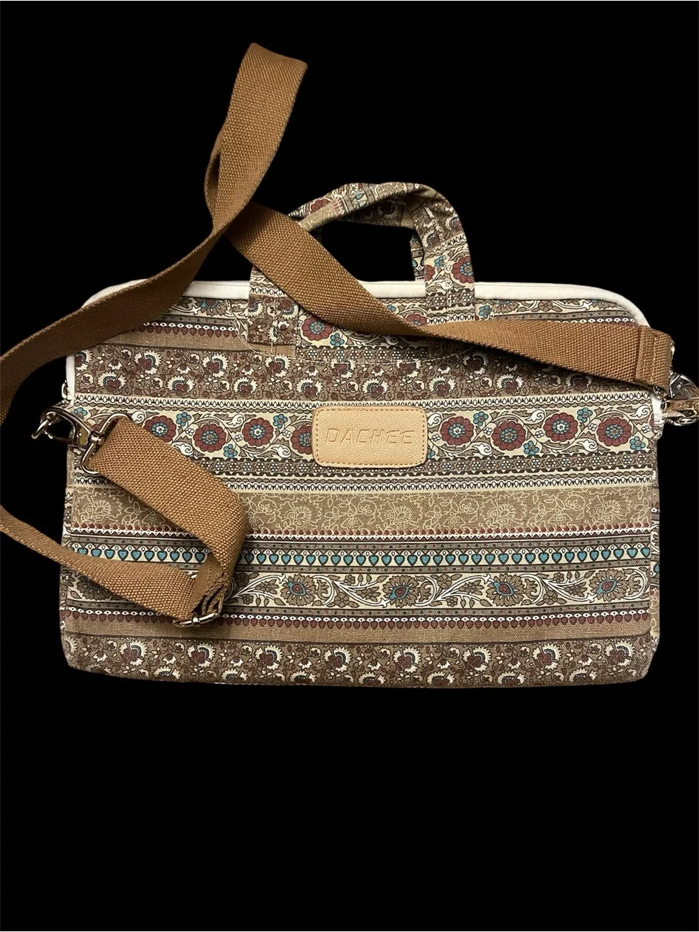 Laptop Bag - Brown & Cream